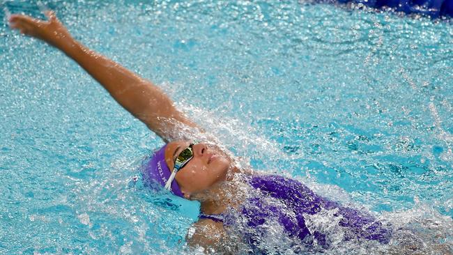 Lourdes Hill College swimmers in action. . Picture, John Gass