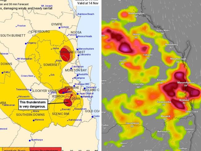 Dangerous storm headed for Brisbane City