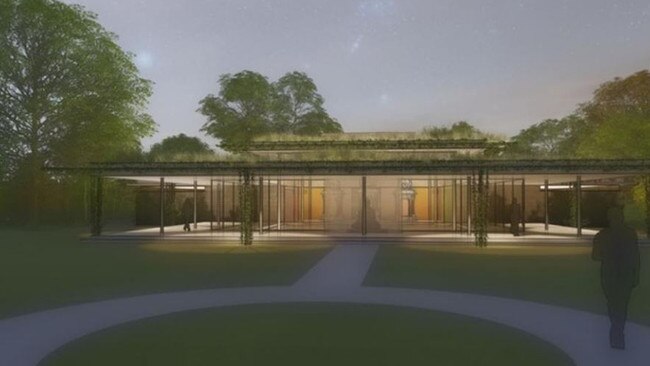 Artist impression of a new front entrance to the temple at Govardhana Farm.