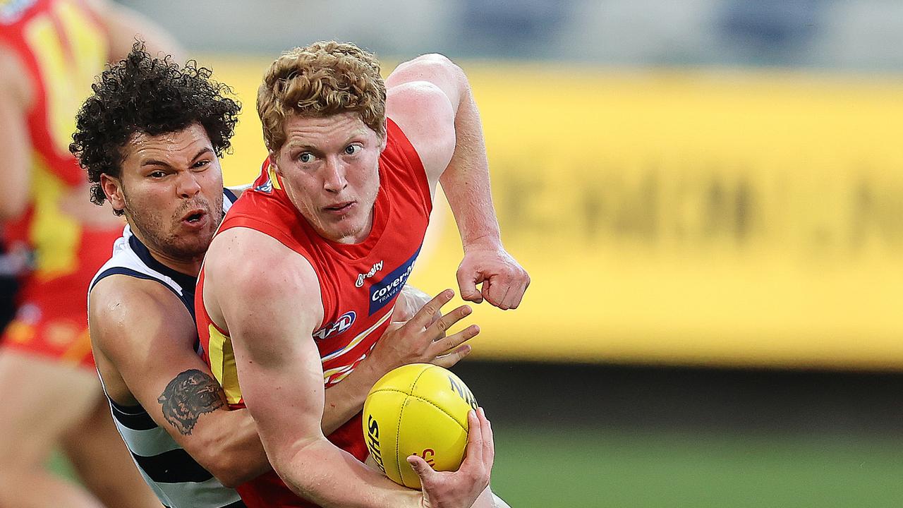 Matthew Rowell in action against Geelong. Pic: Michael Klein