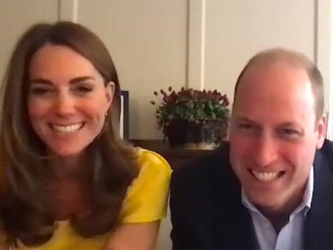 William (right) and Catherine, the Duke and Duchess of Cambridge, speak with Kangaroo Island residents and emergency services workers on a video call. Picture: Kensington Palace