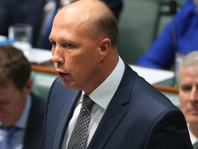 Minister Dutton in Question Time in the House of Representatives Chamber at Parliament House in Canberra. Picture: Kym Smith