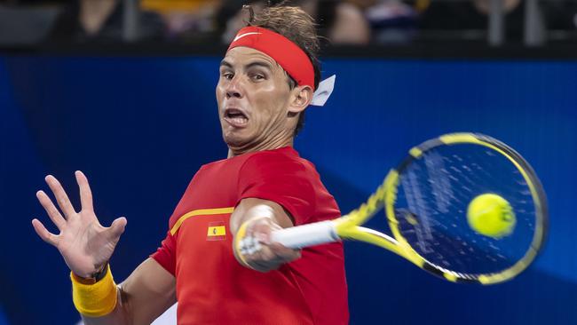 Spain’s Rafael Nadal in action against Australia’s Alex de Minaur in their ATP Cup semi-final in Sydney. Picture: AAP