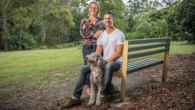 Rebecca and Graham Matthews, pictured with dog Willow, now have more money conversations. Picture: Brad Fleet