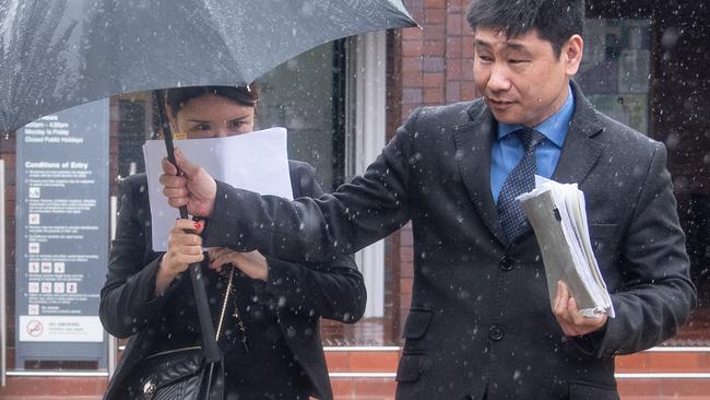 Aiping Xiao leaving Hornsby Court. Photo by James Gourley/The Daily Telegraph)