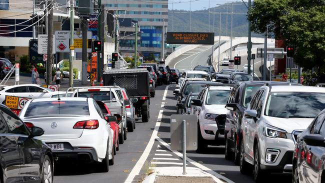 Traffic congestion at Bowen Hills. Picture: David Clark