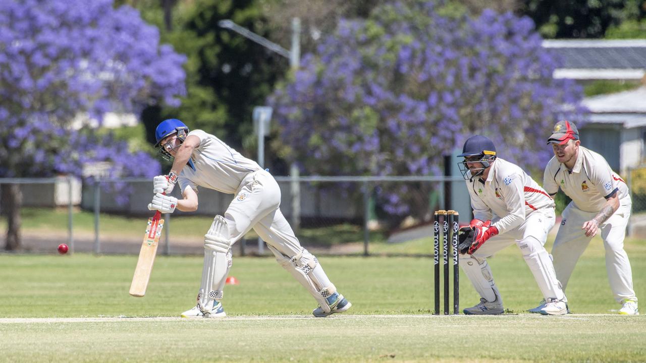 Sam Titterton bats for Wests. Western Districts vs Met Easts, reserve grade cricket. Saturday, November 26, 2022. Picture: Nev Madsen.