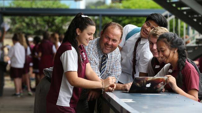 Beenleigh State High school principal Matt O'Hanlon mixes with students and said teachers had dedicated time to reading conferences.