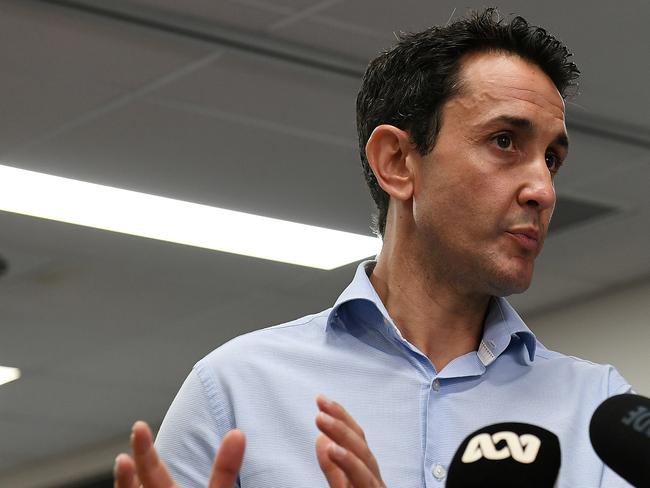 Premier David Crisafulli holds a press conference at Townsville's local Disaster Management Centre on Friday February 7. Picture: Shae Beplate.