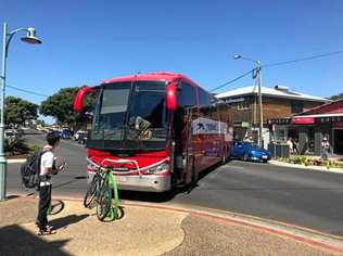 A bus broke down in Byron Bay. Image from Reif Hand? on Facebook. Picture: Jasmine Burke