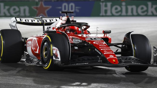 Charles Leclerc was fastest in the second practice at the Las Vegas Grand Prix. Picture: Getty Images