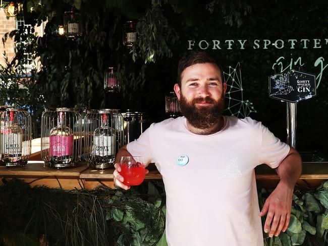 Campbell McKenzie mans the Forty Spotted Gin Garden stall with a Raspberry Patch gin cocktail. Picture: NIKKI DAVIS-JONES