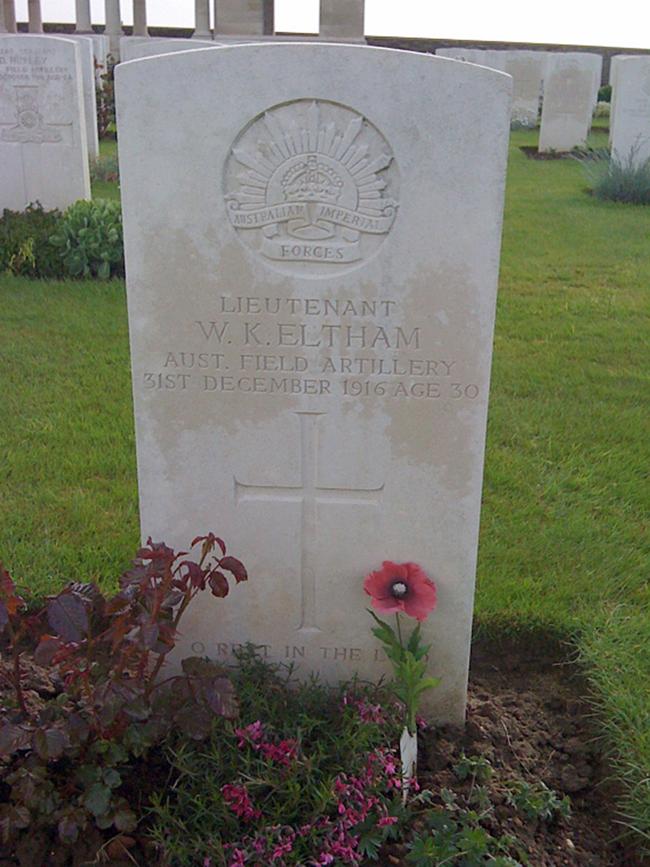 Keith Eltham’s grave in Guards Cemetery at Lesboeufs, France.