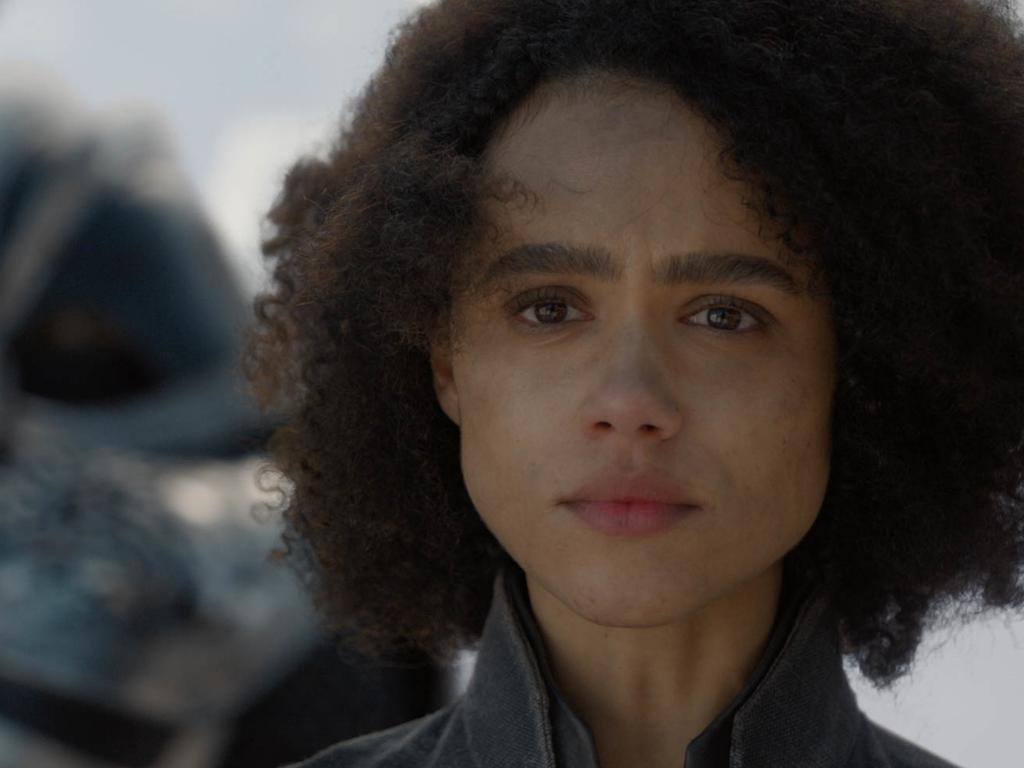 As one of just two non-white main characters, Missandei’s death in shackles was a major let-down for both fans and actor Nathalie Emmanuel. Picture: Courtesy of HBO