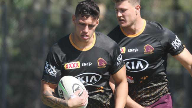 Jordan Riki makes his NRL debut for the Broncos against the Raiders. Picture: Annette Dew