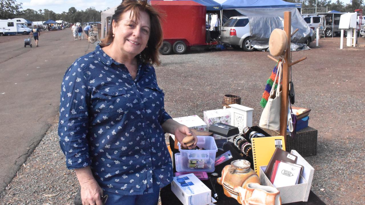 SWAP MEET: Kerry Hunjas from Hervey Bay looks through items for sale at the Maryborough swap meet. Photo: Stuart Fast
