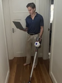 Vacuum while working is very normal in WFH world. Source: News.com.au