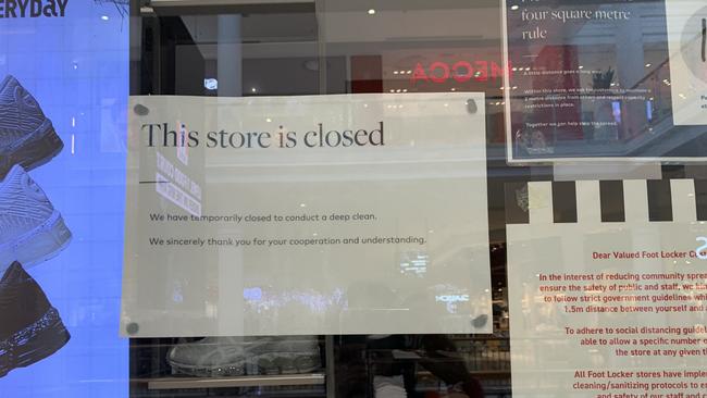 Foot Locker at Castle Towers was closed today for deep cleaning. Picture: Carla Mascarenhas