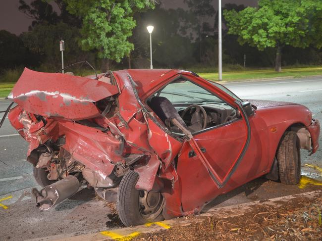 Scene of the crash involving Advertiser journalist Ben Hyde on West Tce, Adelaide on October 4, 2021. Picture: SA Police