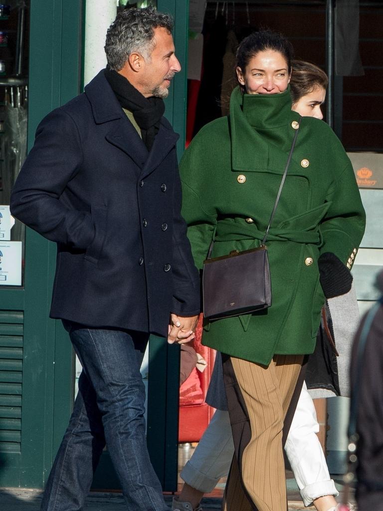 Love birds Erica Packer and Enrique Martinez walk in the streets of Paris. Picture: Backgrid