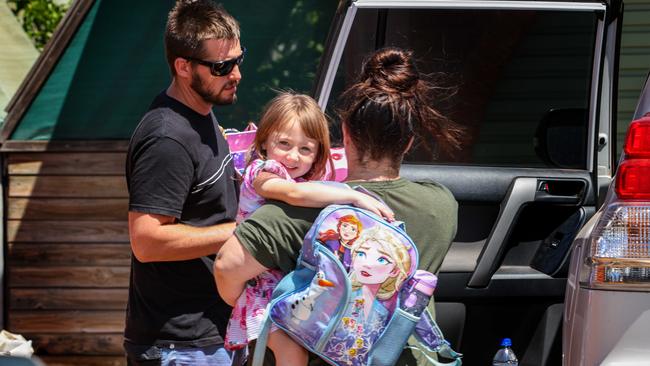 Cleo Smith back home with her parents. Picture: Colin Murty