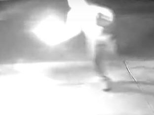 Man caught on camera throwing molotov cocktail at Novar Gardens house. Picture: SA Police