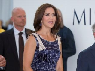 COPENHAGEN, DENMARK - AUGUST 08:  Crown Princess Mary of Denmark visits the Copenhagen International Fashion Fair at the Bella Center on August 8, 2013 in Copenhagen, Denmark.  (Photo by Julian Parker/UK Press via Getty Images)