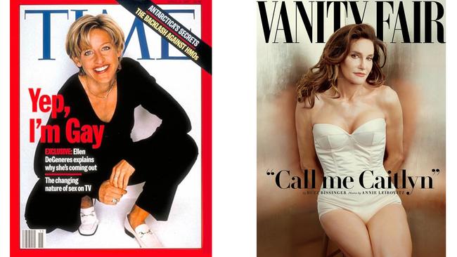 Ellen DeGeneres came out in a Time magazine cover story on April 14, 1997, while the world first met Caitlyn Jenner in the July 2015 edition of Vanity Fair.