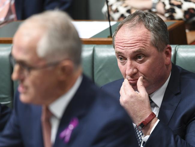 Australian Deputy Prime Minister Barnaby Joyce reacts during House of Representatives Question Time. Picture: AAP