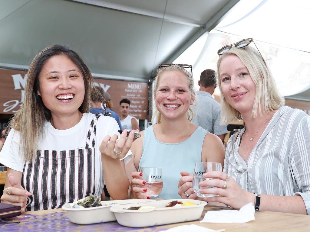 From left, Angie Shen, of Hobart, Courtney Blyth, of New Town, and Zahina Kentish, of New Town. Picture: LUKE BOWDEN