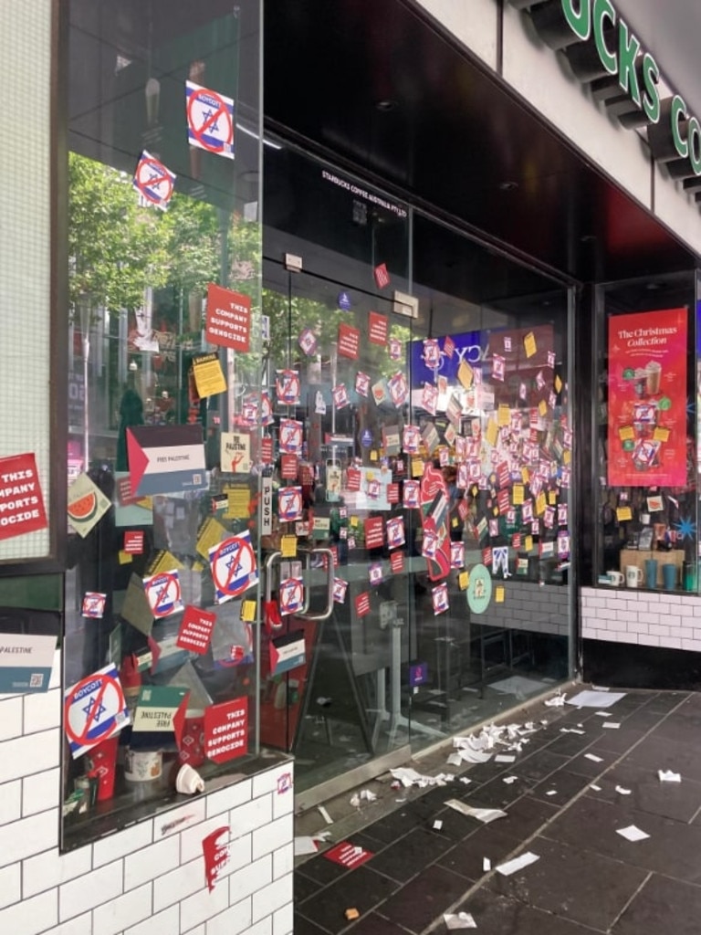 Images of the store were shared online on Sunday, showing the extent of the graffiti. Picture: Reddit