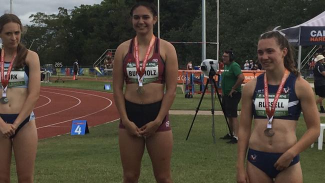 With her gold medal last December at the Australian All Schools in Cairns.