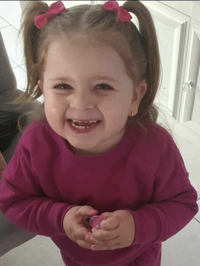 Samara was happy - and able to stand - the day before being brought to the emergency department. Picture: Supplied by family