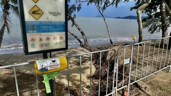 Erosion on Holloways Beach has continued well after the installation of two rock wall groins designed to slow the loss of sand from the beach. Picture: Peter Carruthers.