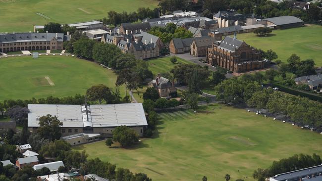 An aerial of St Peters College ... the school plans to expand its sporting fields. Picture: Naomi Jellicoe