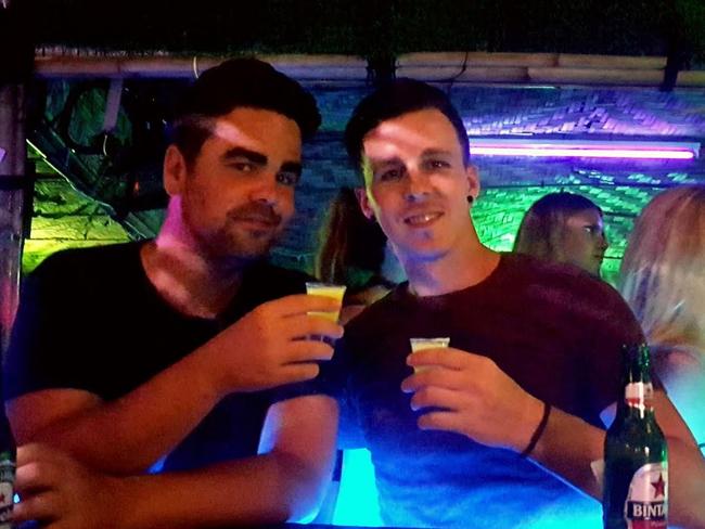 Dave and a mate soak up the Bali night-life. Picture: Dave Stokes