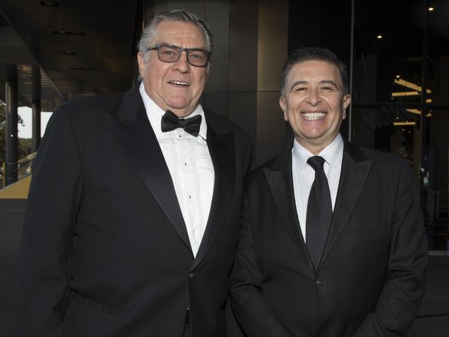 Slot owner Max Whitby with comedian Vince Sorrenti at the Randwick dinner. Picture: Chris Pavlich