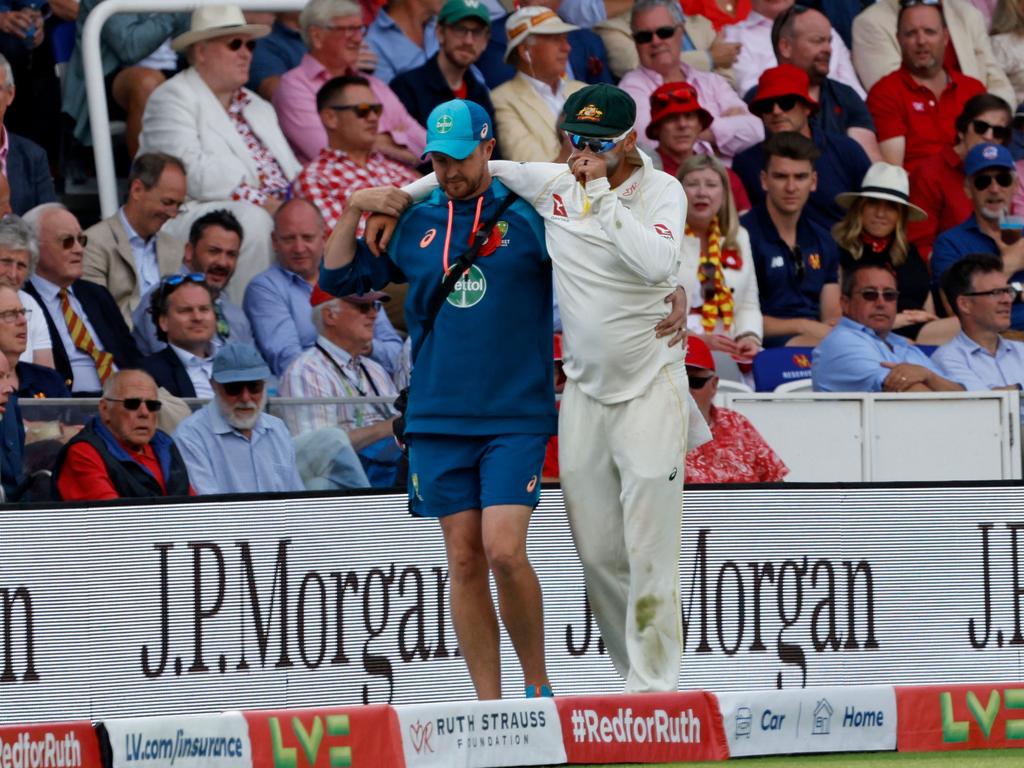The last time Nathan Lyon played at Lord’s, he sustained an Ashes ending calf injury. Picture: Ian Kington / AFP
