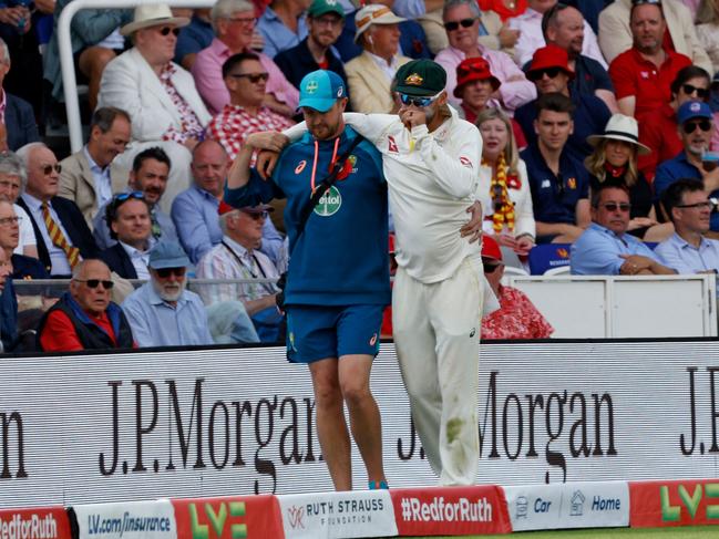 The last time Nathan Lyon played at Lord’s, he sustained an Ashes ending calf injury. Picture: Ian Kington / AFP