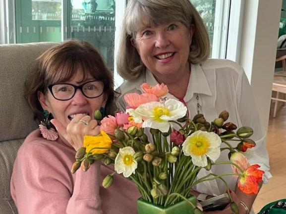 Fiona MacDonald with her sister Jacki MacDonald (former Hey Hey It's Saturday star) in late September 2024. Picture: Instagram