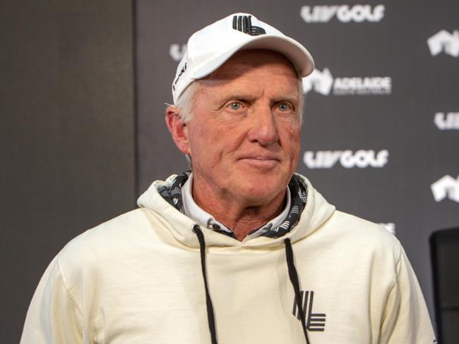 ADELAIDE, AUSTRALIA - NewsWire Photos - APRIL 20, 2023: LIV Golf Press Conference with LIV Golf CEO and Commissioner Greg Norman, at The Grange Golf Club. Picture: NCA/NewsWire Emma Brasier