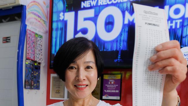 SYDNEY, AUSTRALIA - NewsWire Photos JANUARY 25, 2024: Powerball is $150 million dollars tonight. Pictured is Vanessa Lee from Devonshire Street Newsagency in Sydney today. Picture: NCA NewsWire / David Swift