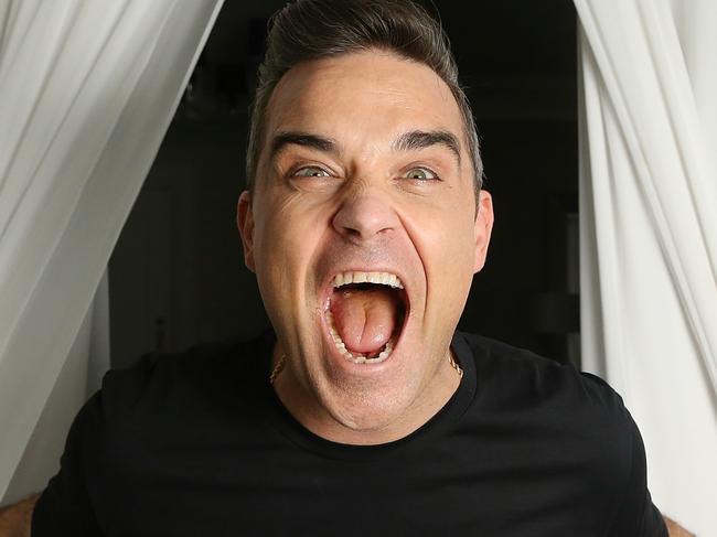 Portrait of pop star Robbie Williams. Picture: Adam Taylor