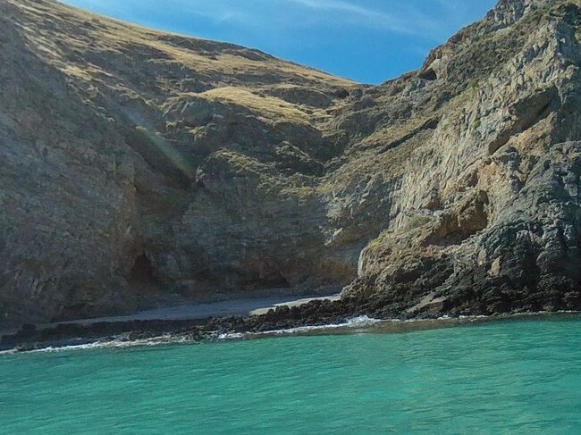 The cave from which a family of kayakers were rescued near Second Valley.