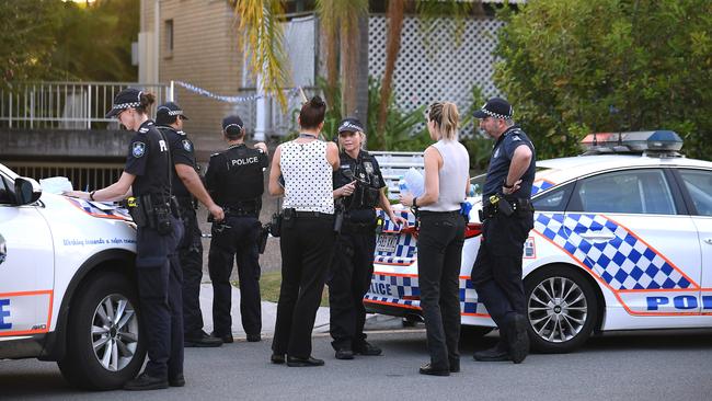 Police discuss the investigation. Picture, John Gass