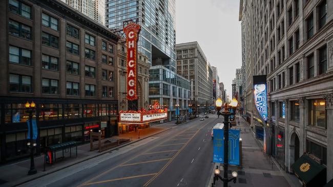 A closed theatre in Chicago in late March. Picture: AFP