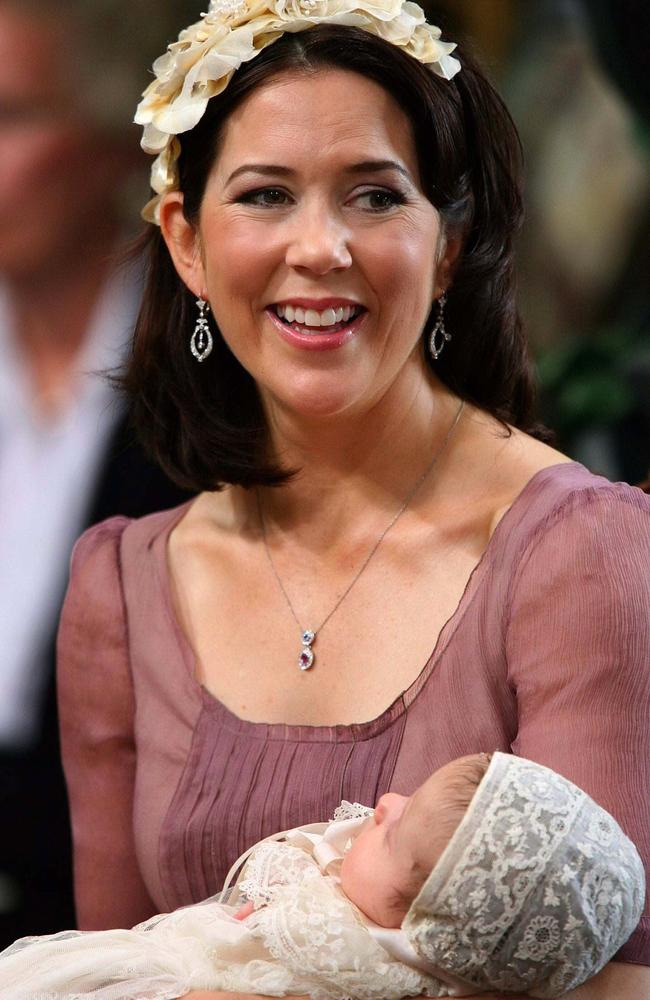Princess Mary holds Princess Isabella when she was just a baby. Picture: AP