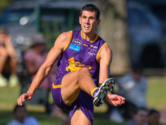 Collegians in action during the 2025 VAFA Premier Mens Round 2 match against University Blues at Harry Trott Oval, Albert Park. Picture: Dennis Timm/VAFA Media