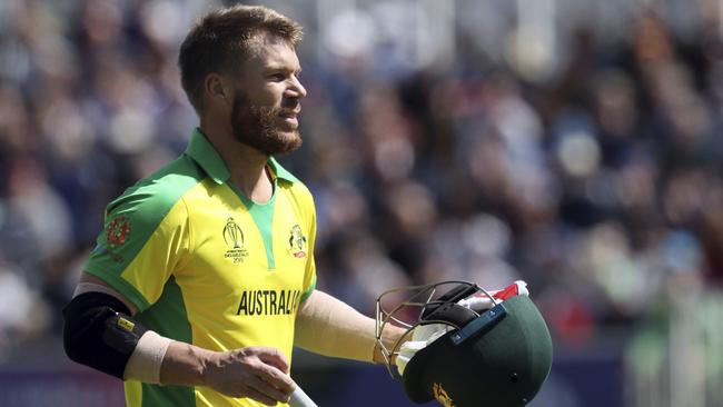 David Warner in action at the cricket World Cup. Picture: AP Photo