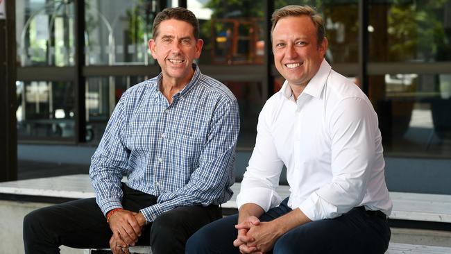 Deputy Leader of the Opposition Cameron Dick, left, and Opposition Leader Steven Miles in Townsville. Picture: Shae Beplate